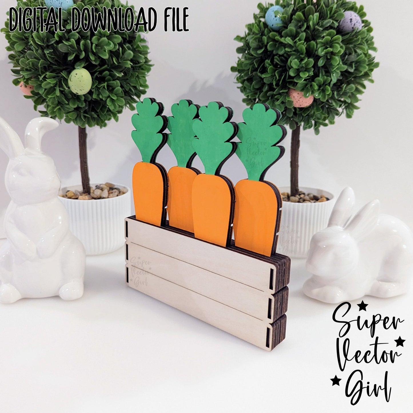 Family Carrot Patch SVG, Shelf Sitter, Easter, Laser Cut File, xTool Glowforge files, Cute Carrots, Basket, Tiered Tray, Custom Name Decoration Home Decor