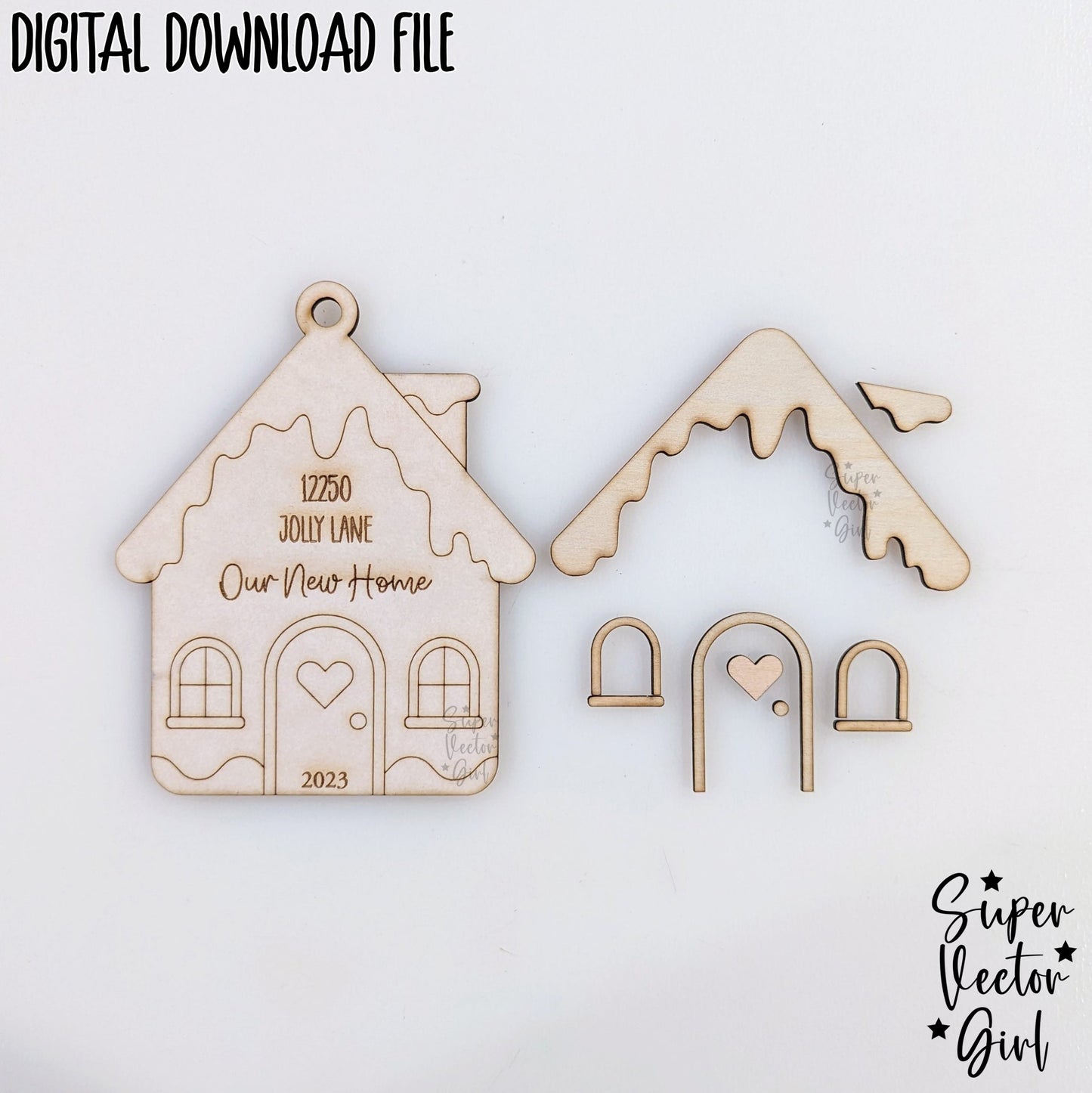 New Home Christmas Ornament, First Home, House Warming Gift, Realtor Agent Closing Gifts, Custom Personalized, SVG, Laser Cut File, 2024