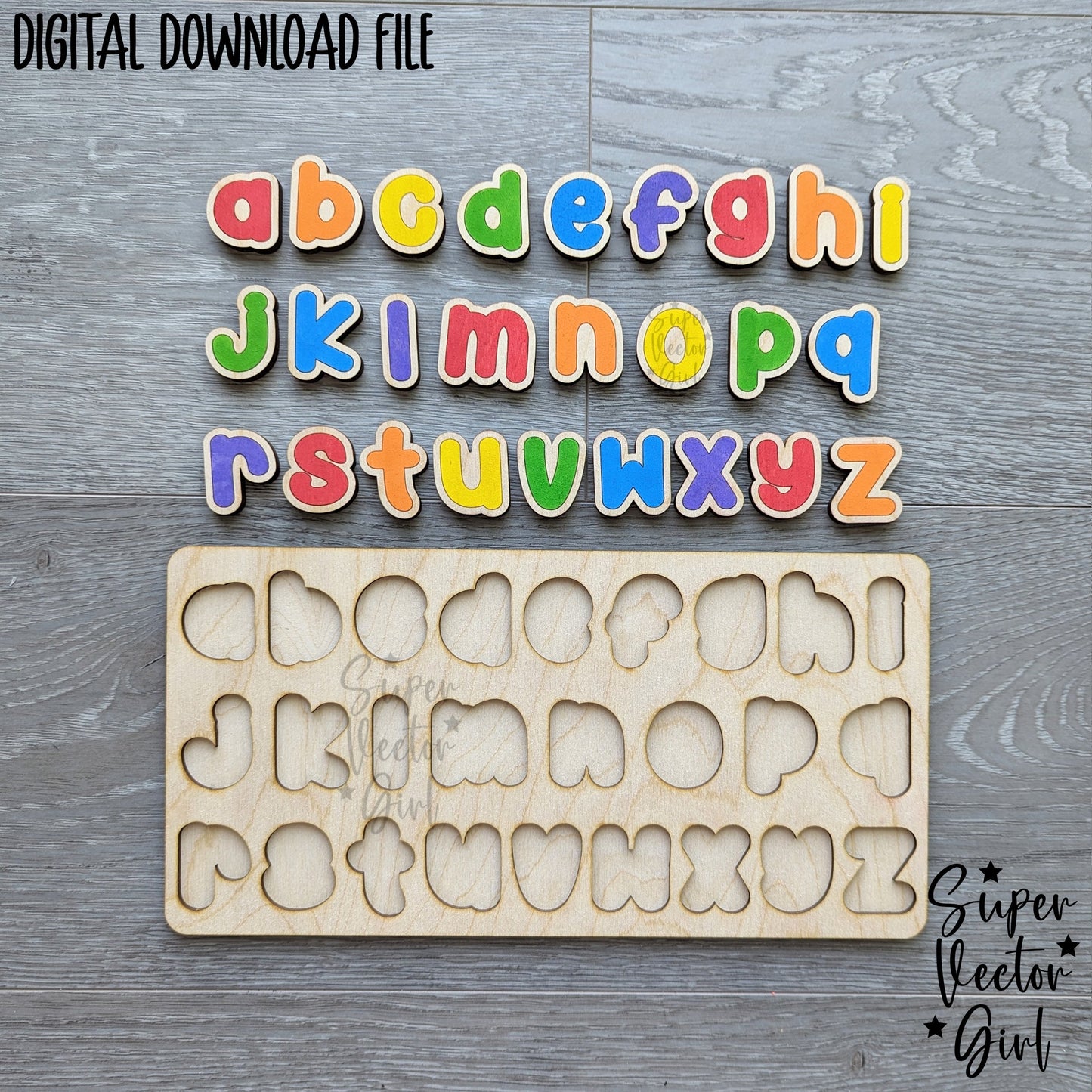 Lowercase Letters Puzzle, SVG, Digital Laser Cut File, Board Game, Kids Games, Birthday gift, educational, toddler small Letter ABCs Alphabet