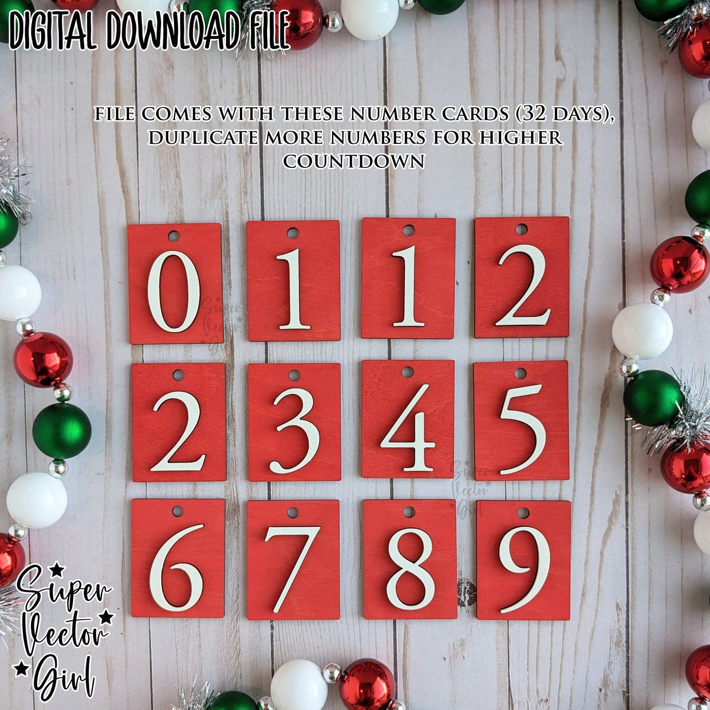 Christmas Countdown House, SVG, Laser Cut File files, Count down to Christmas, Advent Calendar, Farmhouse Rustic, Wooden Home, Wreath Tree