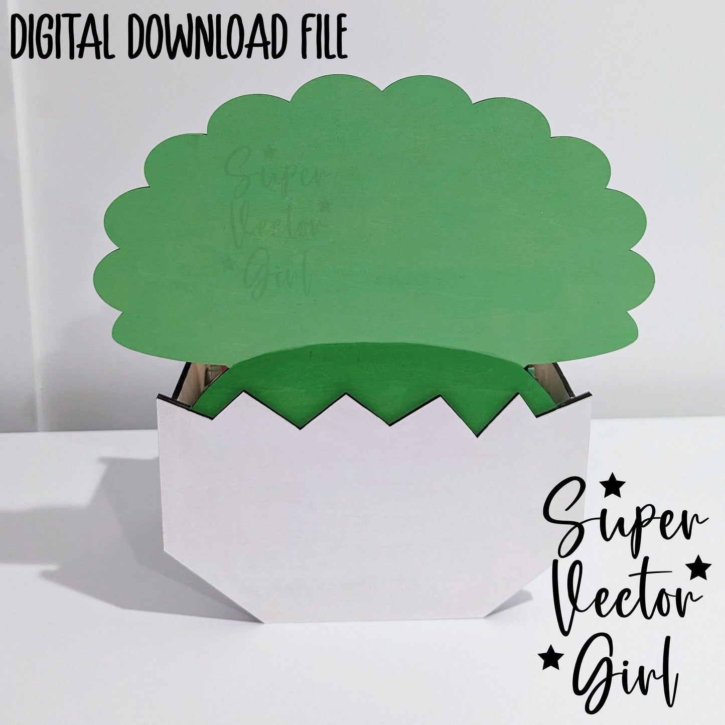 Dinosaur Only Easter Basket Crate, Easter Treats Box, SVG Laser Cut File, xTool Glowforge files Cute dino in egg triceratops gift box hatching spring