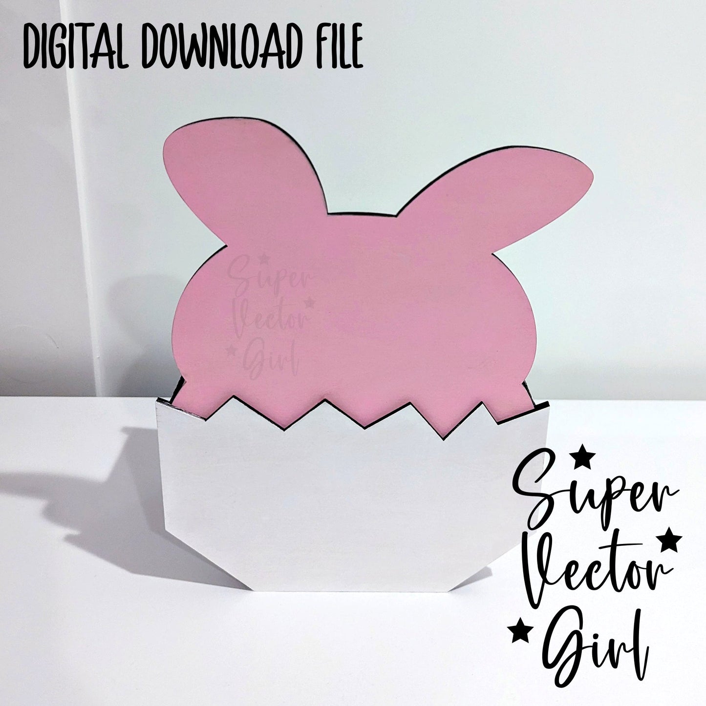 Bunny Only Easter Basket Crate, Easter Treats Box, SVG, Laser Cut File, xTool Glowforge files, Cute rabbit in egg, gift box, hatching, spring storage