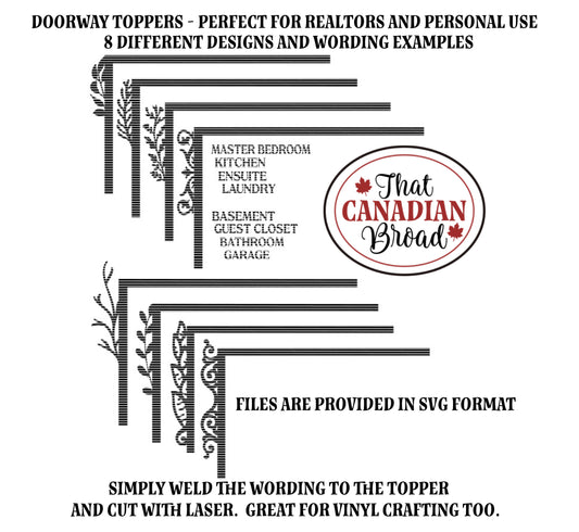 Door Toppers, 8 designs, SVG file, laser & vinyl cutters