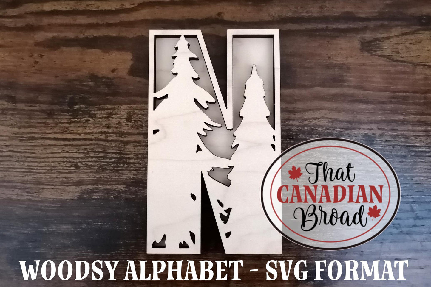 Alphabet, A-Z, Woodsy theme, 2 layer, SVG files, laser, cardstock, vinyl cutting