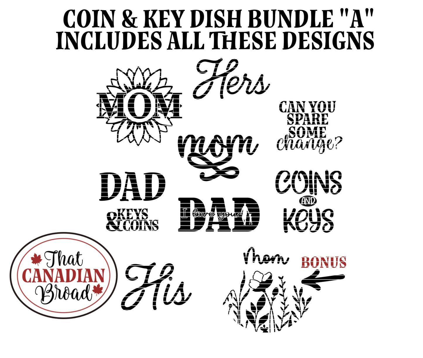 Trinket Trays, Coin Trays, Ring Dish, Mom & Dad, SVG files, 2 layers, laser, digital file