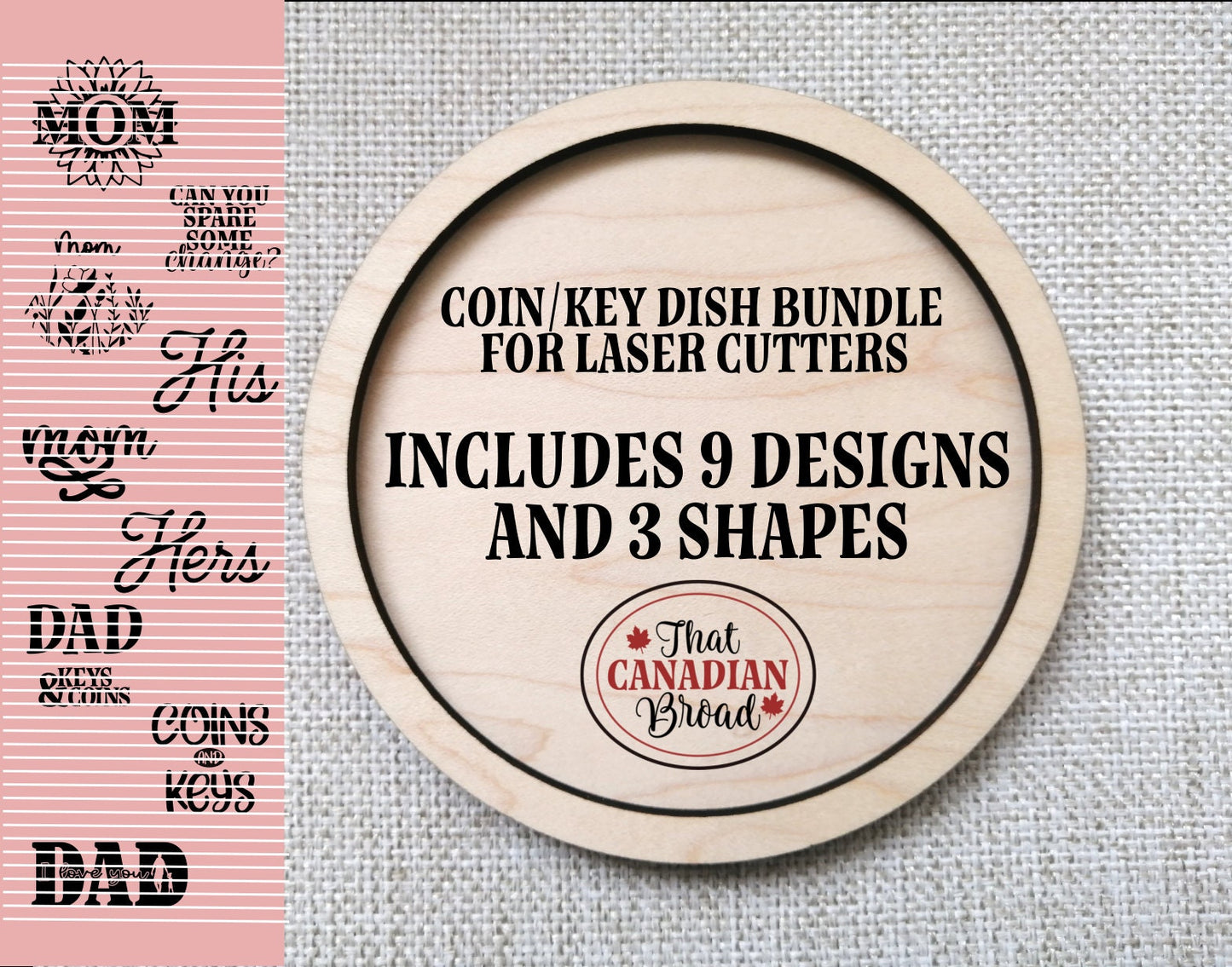 Trinket Trays, Coin Trays, Ring Dish, Mom & Dad, SVG files, 2 layers, laser, digital file