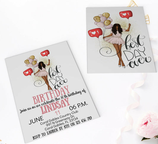 Sweet 16 Balloon Birthday Invitation – Customizable and Delightful