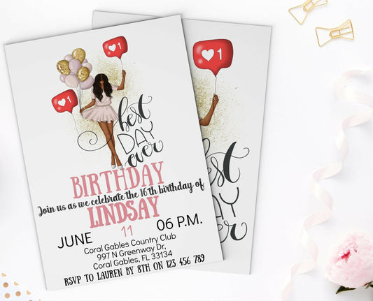 Sweet 16 Balloon Birthday Invitation – Customizable and Delightful