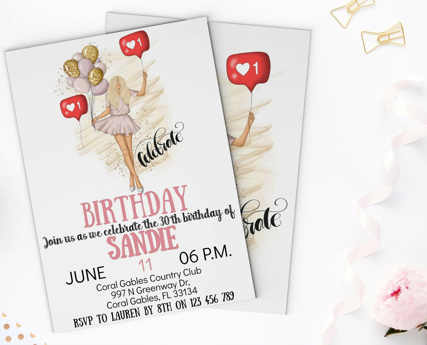 Summer Girl Birthday Invitation - Editable & Instant Download