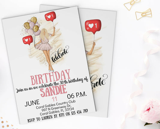 Summer Girl Birthday Invitation - Editable & Instant Download