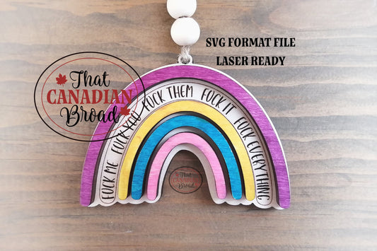 BOHO Rainbow hanging, Sweary hanging, Inappropriate, Laser ready digital file, Laser Files Adult Only
