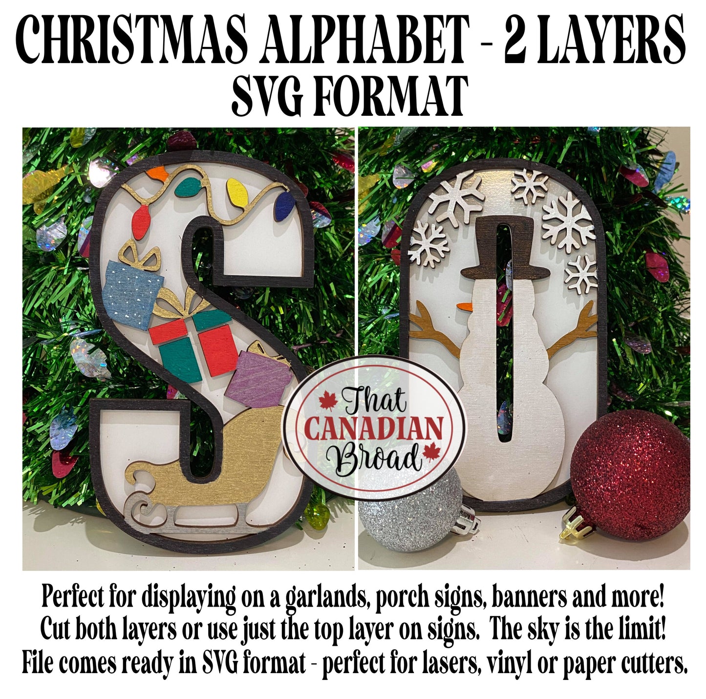 Alphabet, A-Z, Chistmas theme, SVG file, laser, vinyl, paper crafts