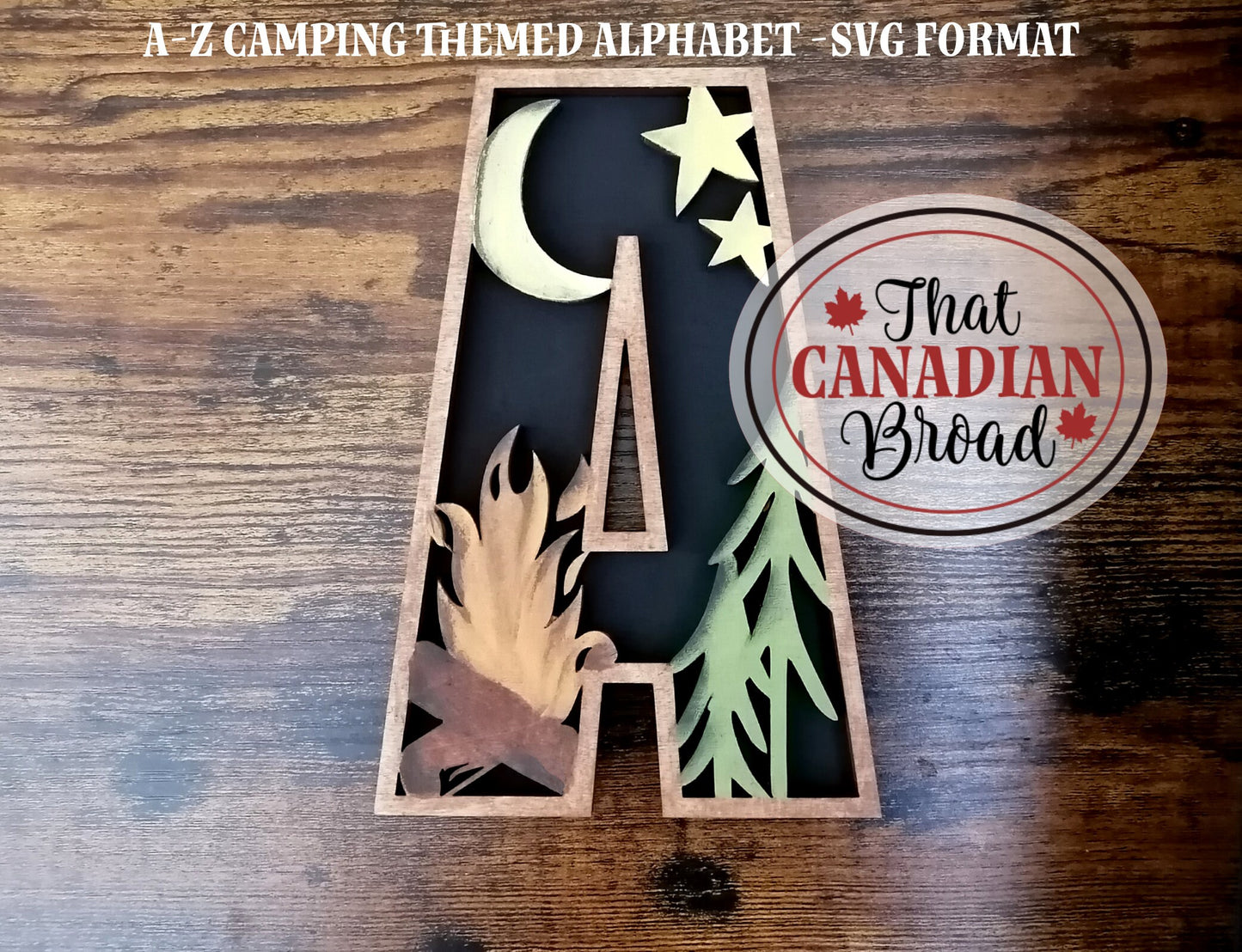 Alphabet, A-Z, Camping theme, SVG file, laser cutting file,