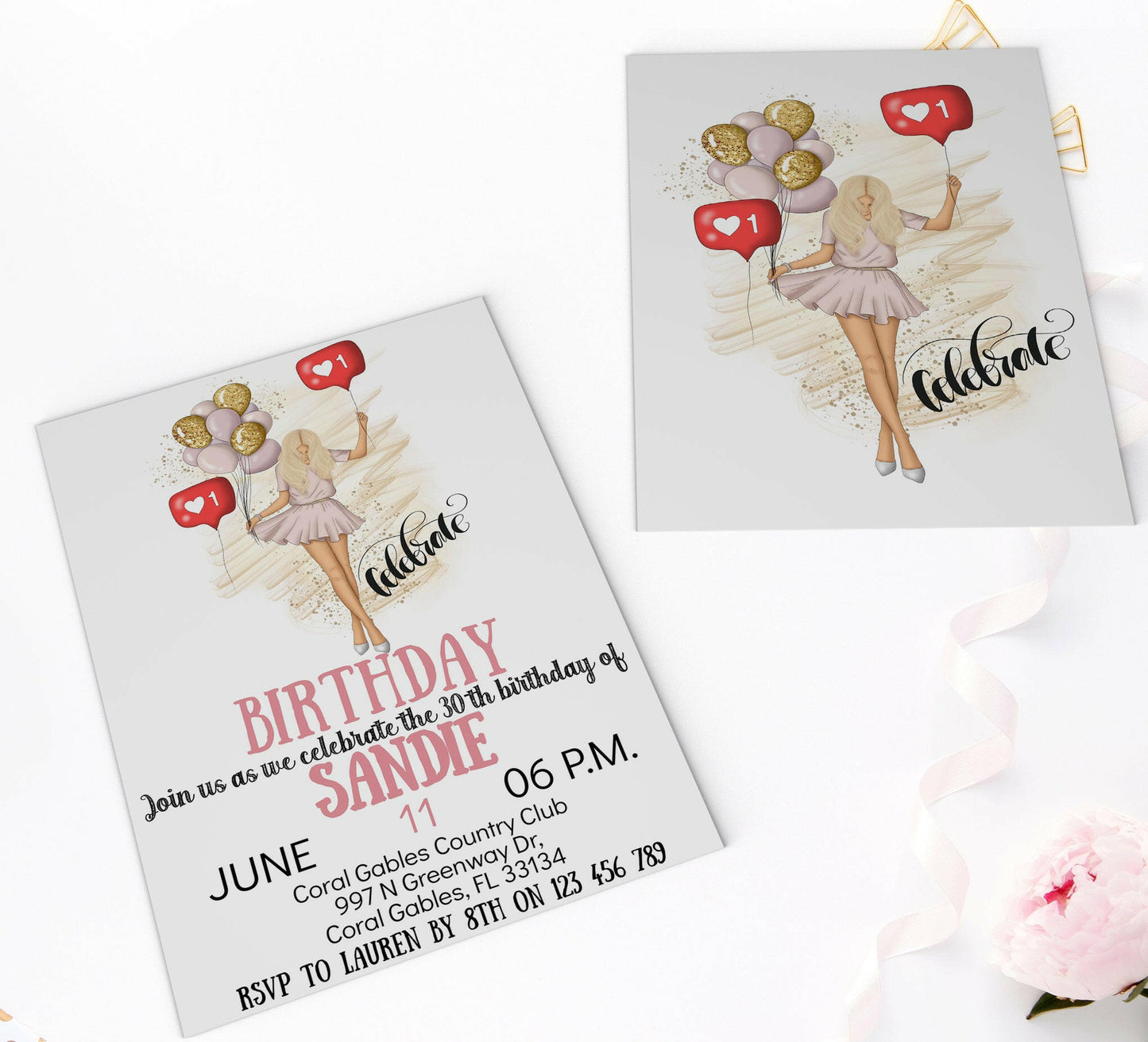 Summer Girl Birthday Invitation - Editable & Instant Download