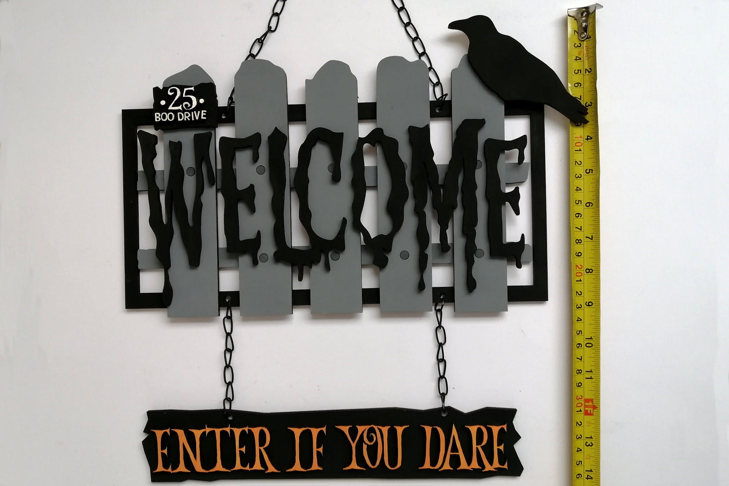 HALLOWEEN Welcome Fence Sign with crow, LASER FILE, SVG format