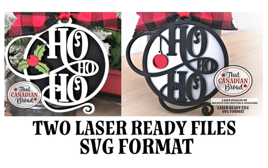 HOHOHO ornaments, 2 designs, Christmas ornaments, Ho Ho Ho ornaments, laser file, svg file