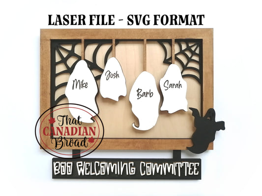 Halloween Sign with 3-6 ghosts options, Welcome Sign, LASER FILE, SVG format, digital file