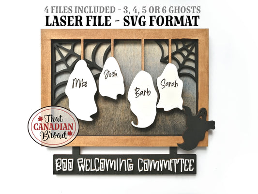 Halloween Sign with 3-6 ghosts options, Welcome Sign, LASER FILE, SVG format, digital file