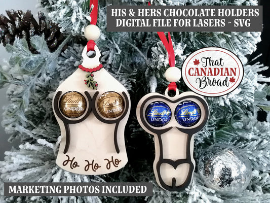 Inappropriate Chocolate Holders His & Hers, Laser Files Adult Only, laser file only, svg format