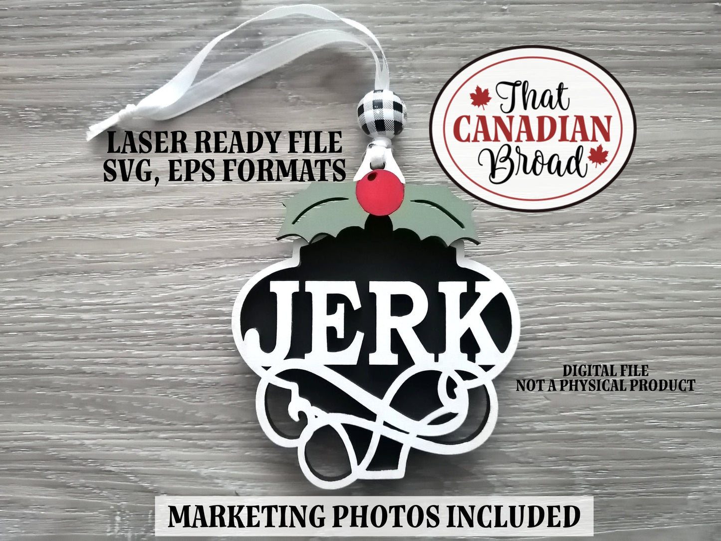 JERK Arabesque ornament, hanging, funny, humor, humour, laser svg file, digital file for lasers