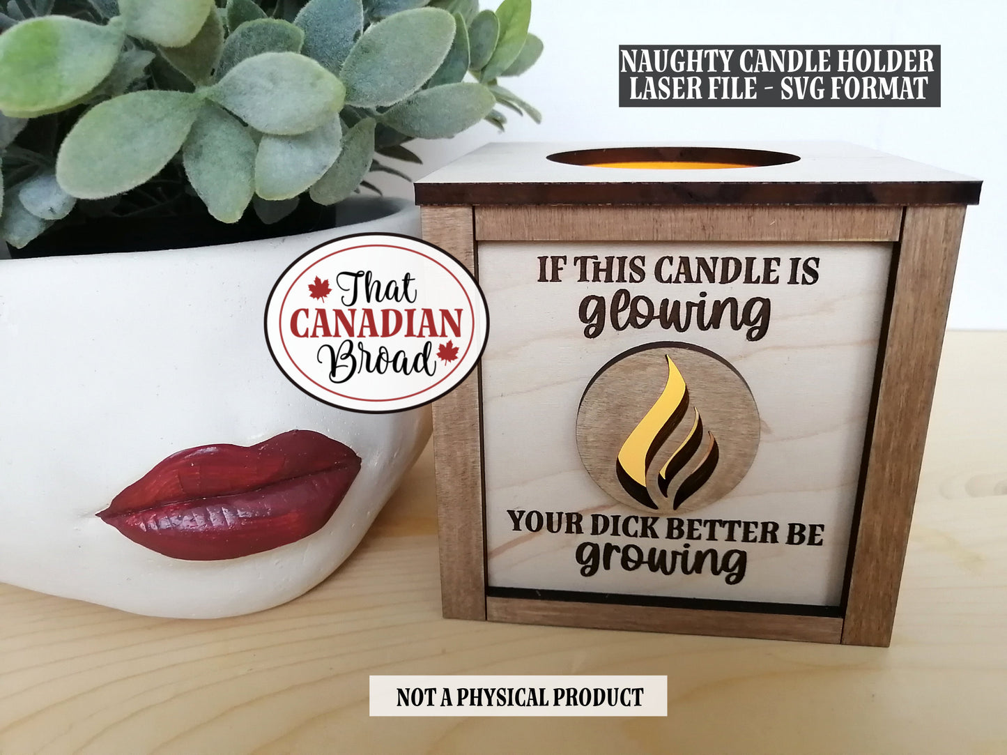 Naughty Candle Holder with bonus alternate fronts,  Adults Only, Laser File, SVG Format