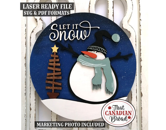 Let It Snow sign, SVG & PDF files, for laser cutters, digital file, marketing photo included