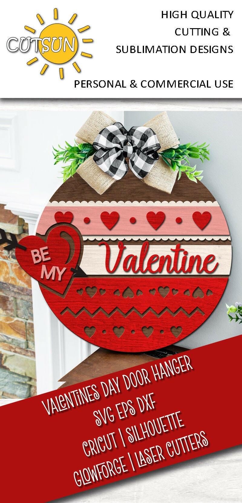 Valentines door hanger SVG Valentine welcome sign Be My Valentine svg Heart svg Glowforge SVG Laser cut file