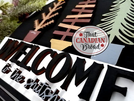 Welcome Trees Trio Sign, alternate wording, laser file, SVG format, marketing photo included