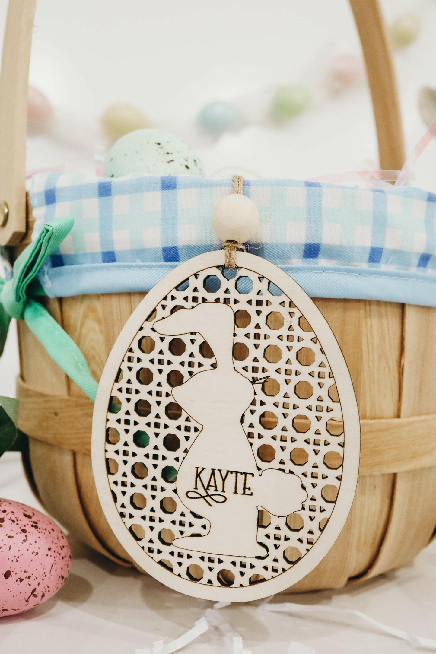 Laser Cut File | Rattan Easter Basket Name Tags | Customizable Easter Basket Name Tags | Easter Name Tag SVG | Easter Basket Name Tag SVG