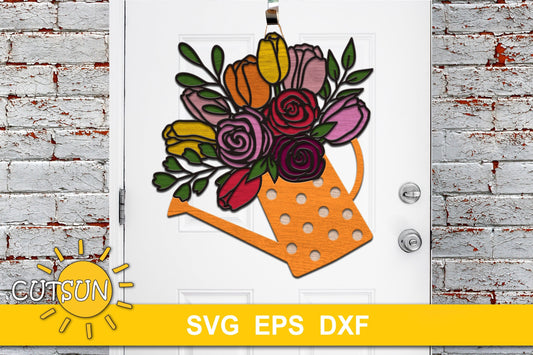 Spring door hanger SVG Floral Front door modern farmhouse decor Glowforge svg laser cut file