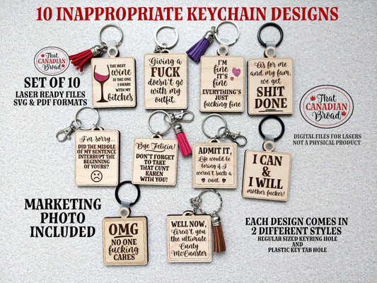 Inappropriate Keychains Vol 1, Adult humour, Adult Humor, Inappropriate, Funny keychains, Laser Files Adult Only, laser file