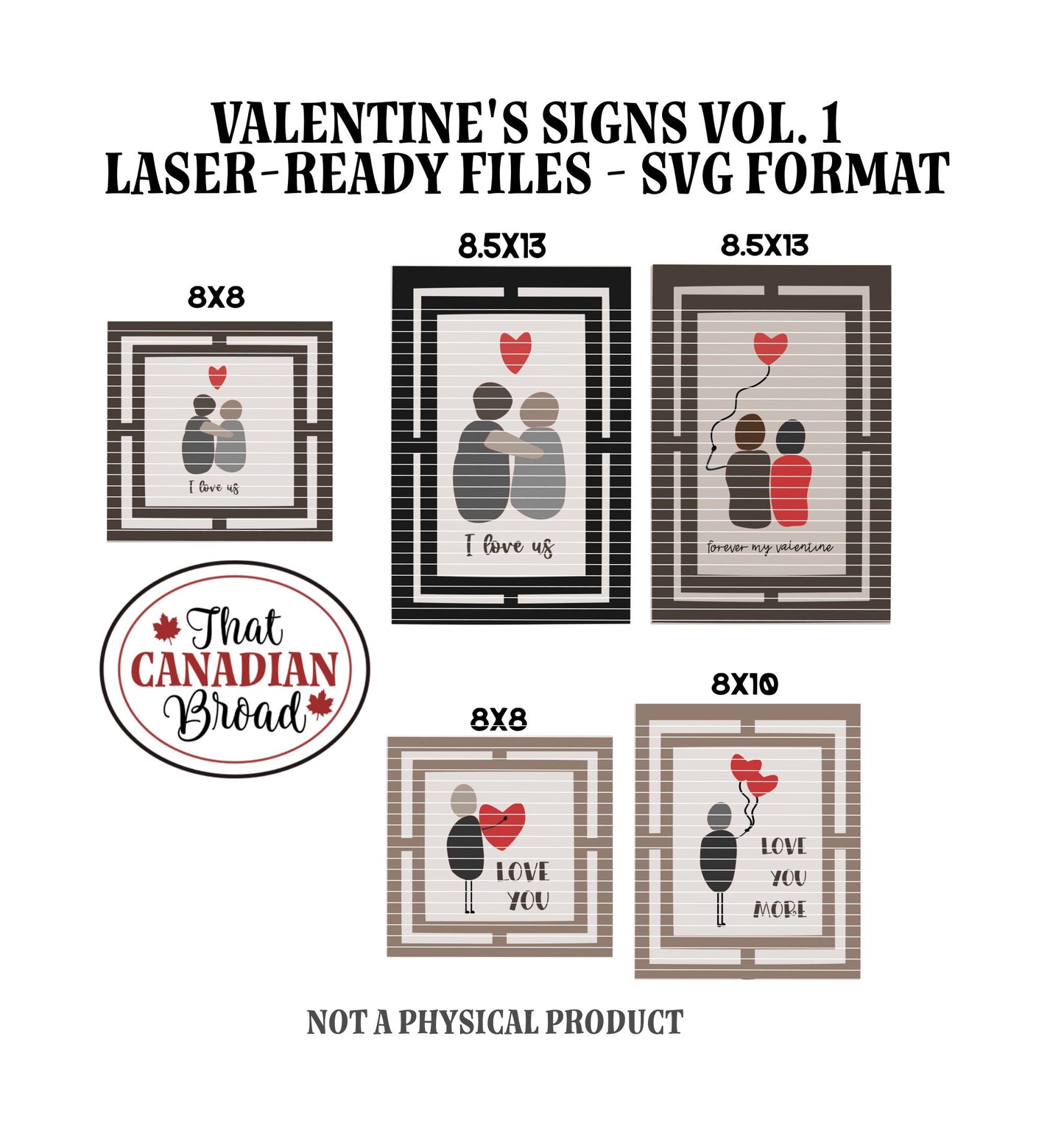 Valentine's Signs VOL. 1, FIVE DESIGNS, laser files, digital files,