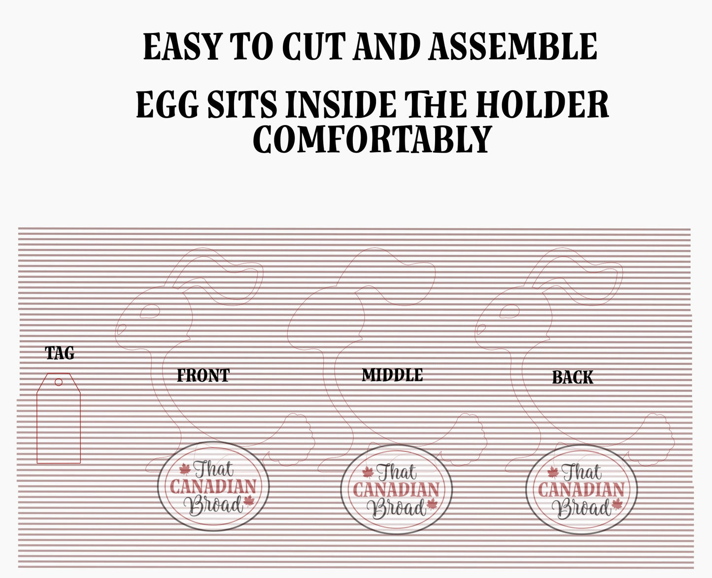 Bunny Chocolate Egg Holder, laser cut file, svg & pdf formats, digital file