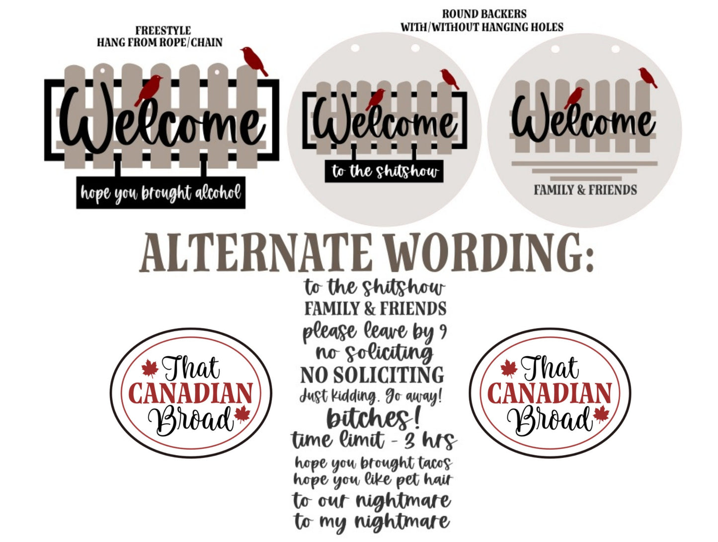 Welcome Fence Sign, 3 versions, 12 alternate bylines, laser file, SVG & PDF, marketing photo included