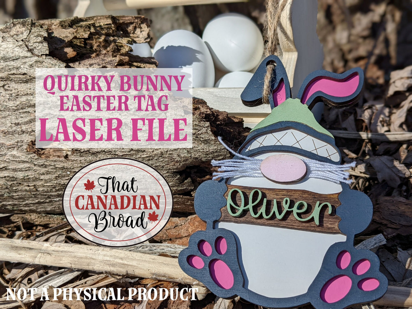 Quirky Bunny Easter Basket Tag, Easter Tag, laser cut file, svg & pdf formats, digital file