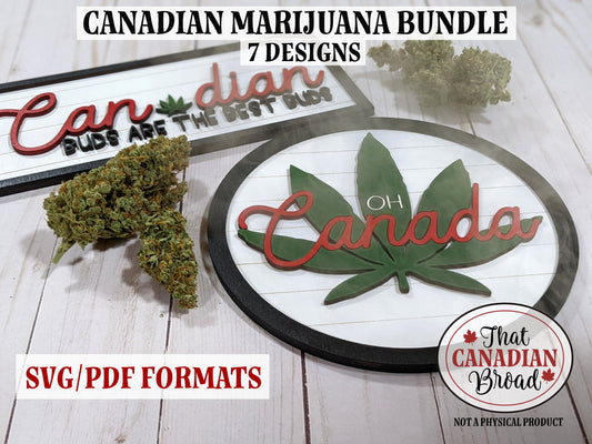 Canadian CANNABIS Sign Bundle, 7 SIGNS, laser files, digital files, glowforge, laser