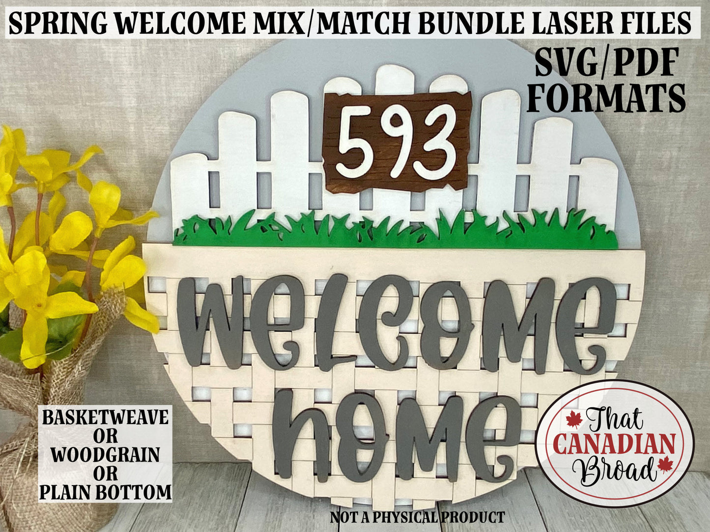 Trio SIGN BUNDLE, 3 styles, Welcome Spring, Welcome Home, Happy Spring, basketweave, woodgrain, laser files, digital files, glowforge, laser