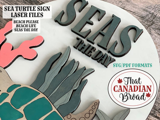 Sea Turtle Laser Cut Sign Set, 3 versions, laser files, digital files, glowforge, laser, SVG, PDF