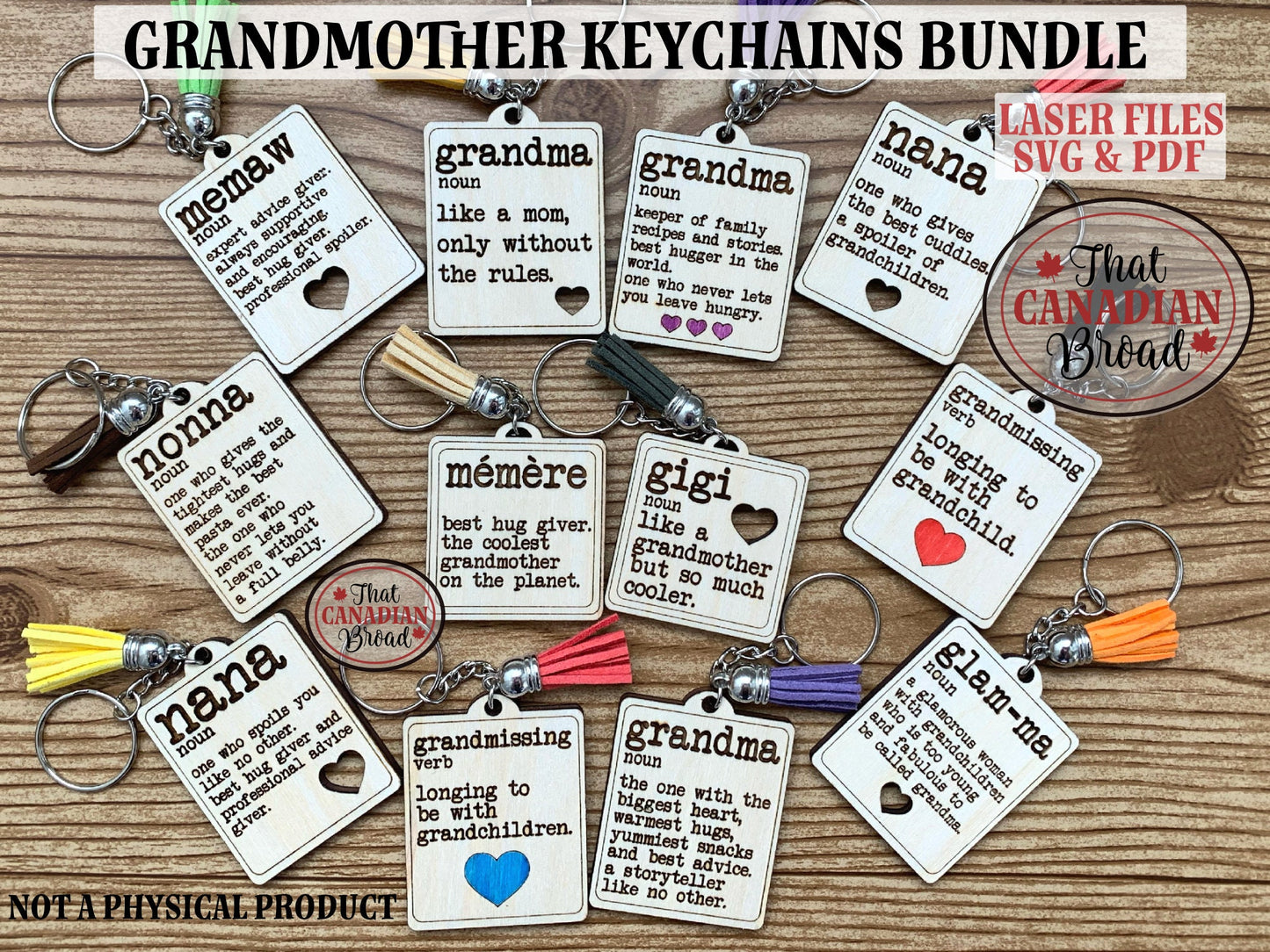 Grandmother Keychains, 12 designs, laser file,  digital file only, svg and pdf files