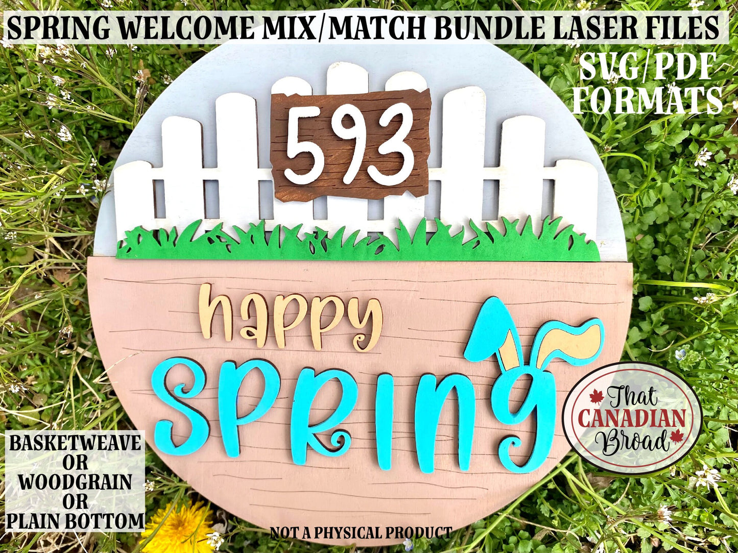 Trio SIGN BUNDLE, 3 styles, Welcome Spring, Welcome Home, Happy Spring, basketweave, woodgrain, laser files, digital files, glowforge, laser