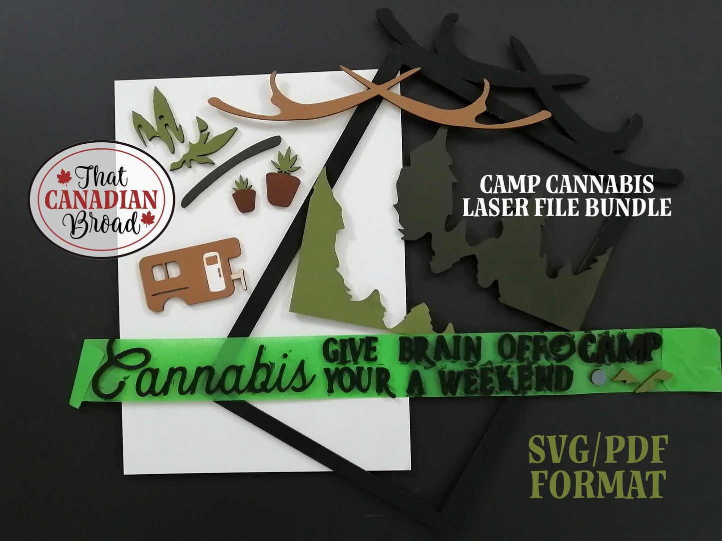 Cannabis Sign BUNDLE, Camp Cannabis, 3 versions, Marijuana theme, laser files, digital files, glowforge, laser