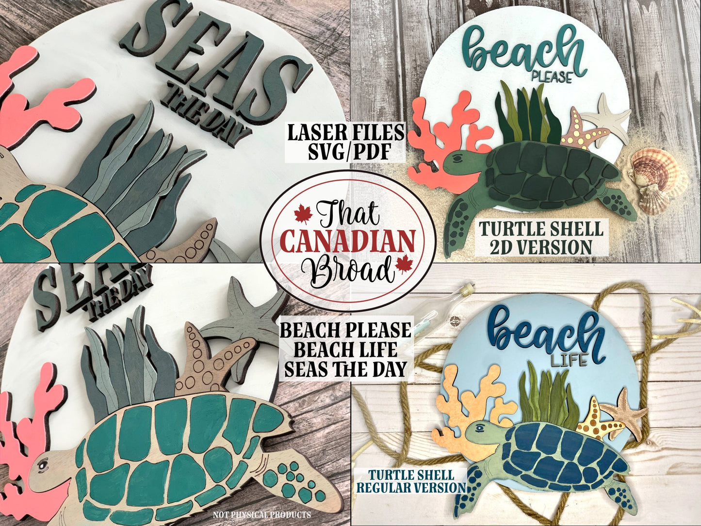 Sea Turtle Laser Cut Sign Set, 3 versions, laser files, digital files, glowforge, laser, SVG, PDF