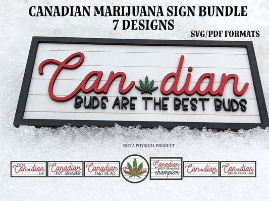 Canadian CANNABIS Sign Bundle, 7 SIGNS, laser files, digital files, glowforge, laser