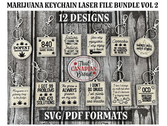 Cannabis themed Keychains Vol 2, Marijuana themed keychains, laser file, digital file, svg/pdf format files