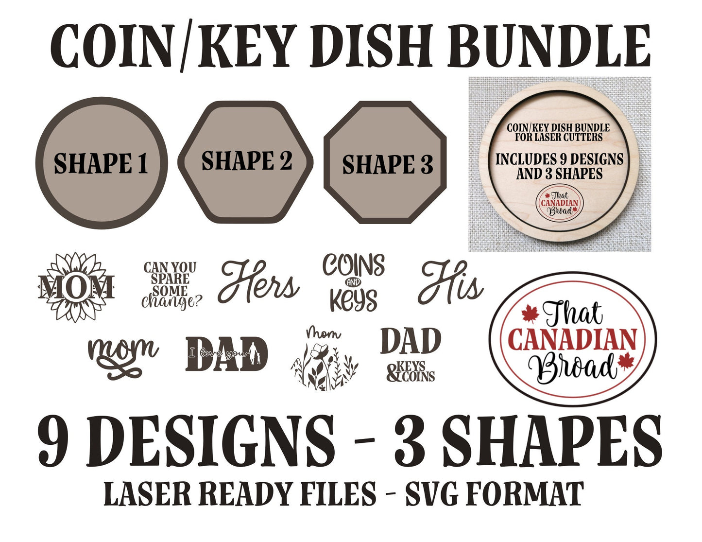 Trinket Trays, Coin Trays, Ring Dish, Mom & Dad, SVG files, 2 layers, laser, digital file