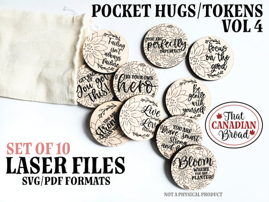 POCKET TOKENS Vol 4, Pocket Hugs, Affirmation, Reassurance, laser, digital file, recovery, addiction, mental health, inspiring