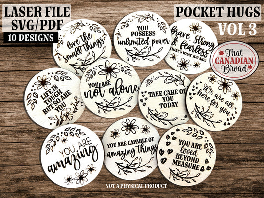 POCKET TOKENS Vol 3, Pocket Hugs, Affirmation, Reassurance, laser, digital file, recovery, addiction, mental health, inspiring