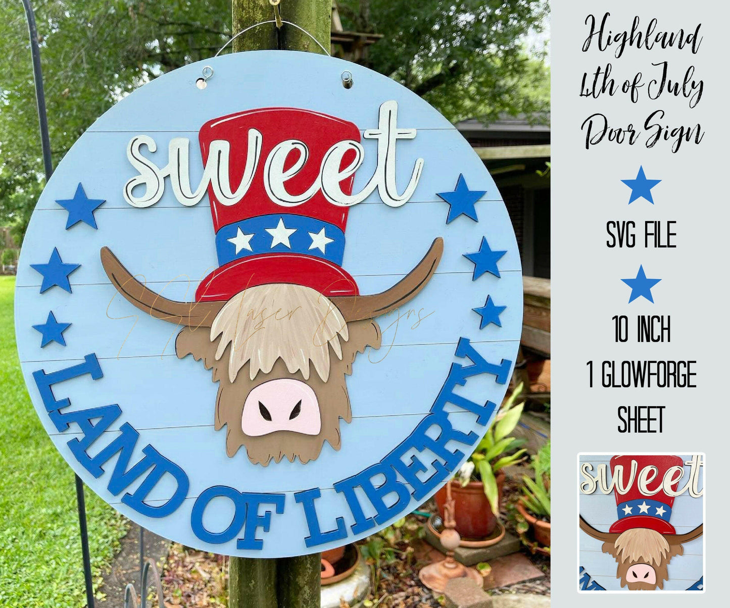 Highland Cow Door Sign, Highland Cows Cut File, Fluffy Cow Door Sign SVG Cut, Fluffy Cows SVG, July SVG Door Sign, 4th of July Svg Door Sign