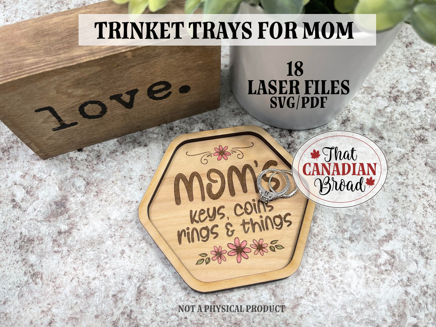 Trinket Tray for MOMS, Coin Tray, Ring Dish, Key Tray, SVG files, 2 layers, laser, digital file