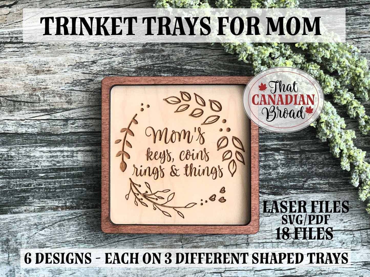 Trinket Tray for MOMS, Coin Tray, Ring Dish, Key Tray, SVG files, 2 layers, laser, digital file